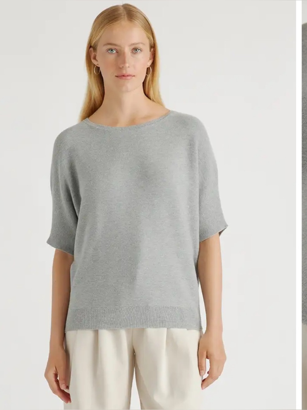 NWT Quince Lightweight Cotton Cashmere Link-Stitch Dolman Sweater